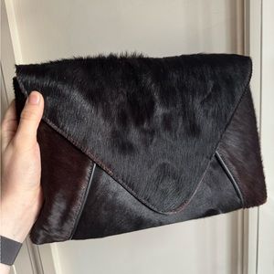 LAURA VELA | Black and brown cowhide and leather envelope bag